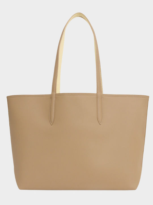 Fabric Women's Tote Bag Croco Tabac Brown