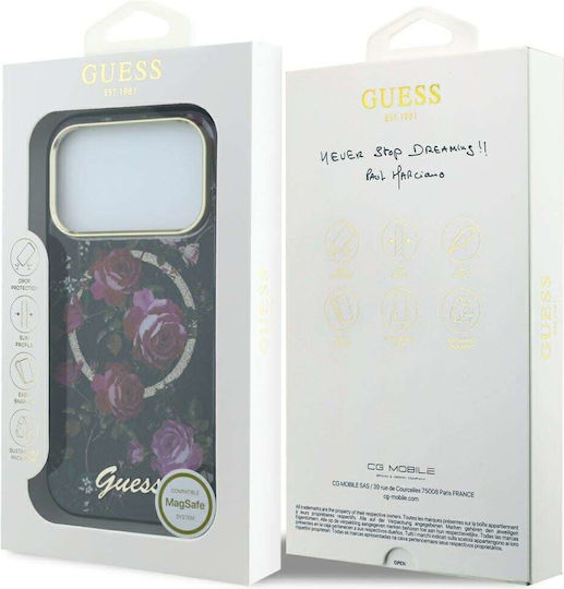 Guess Iml Glitter Blossom Roses Case Iphone 18 Pro 17 Pro Black