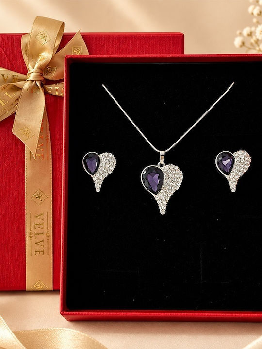 Velve Velve Schmuckset mit Halskette, Ohrringen, Ring, Armbändern und Anhänger aus Silber