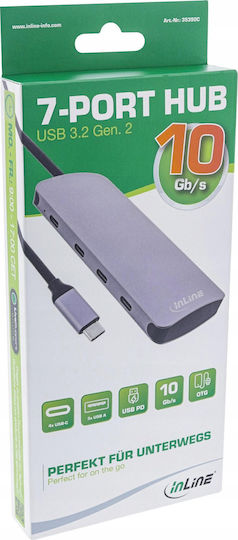 InLine USB 3.2 10 Port USB Hub with USB-C / USB-A Connection Grey