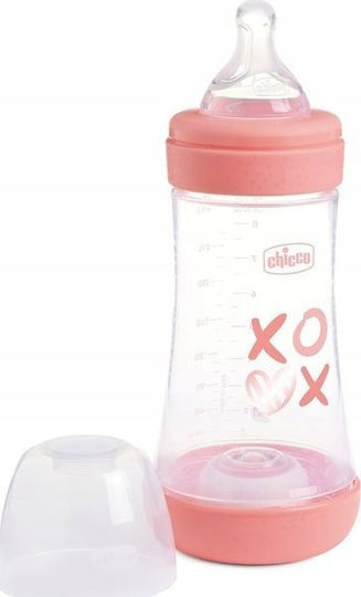 Chicco Plastic Baby Bottle Anti-Colic with Silicone Teat for 0+ Months Pink 240ml