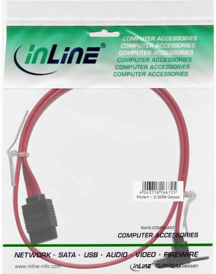 InLine SATA 6Gb/s SSD HDD Cable with Clips 0.5m Red