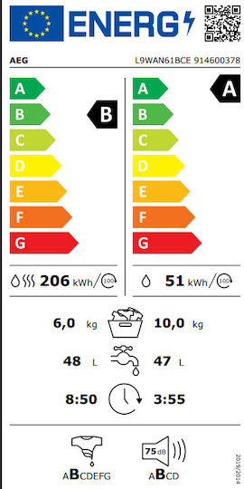 AEG Πλυντήριο-Στεγνωτήριο Ρούχων 10kg/6kg Ατμού 1600 Στροφές