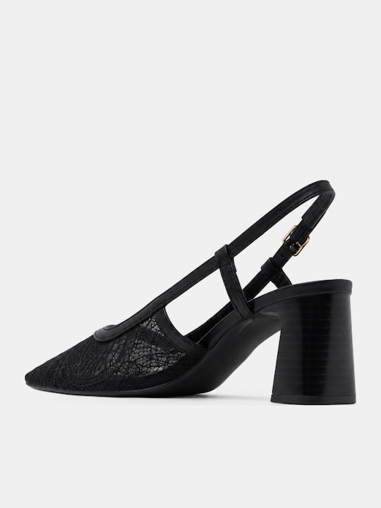 Spitze Zehe Pumps Mit Mittlerem Absatzhöhe Schwarze