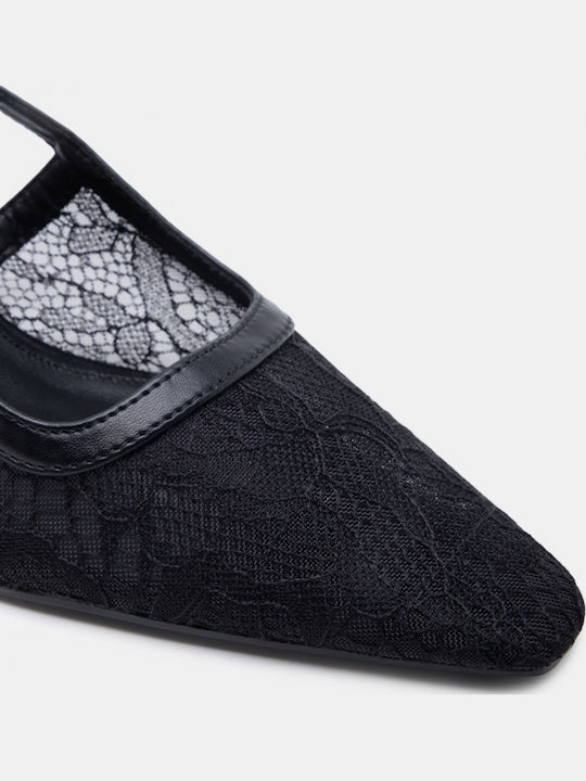 Spitze Zehe Pumps Mit Mittlerem Absatzhöhe Schwarze