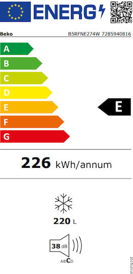 Beko Όρθιος Καταψύκτης 220lt NoFrost