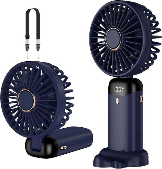 Ventilator Portabil Pliabil Reîncărcabil De Mână Cu 5 Viteze Baterie 4200mah Ecran Led Încărcare Usb Birou Pentru Exterior