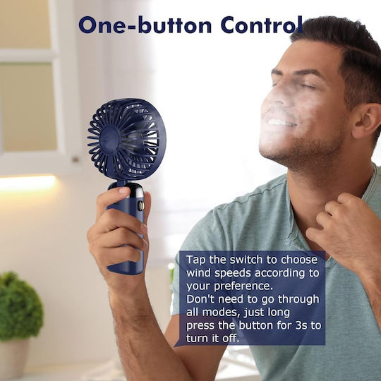 Ventilator Portabil Pliabil Reîncărcabil De Mână Cu 5 Viteze Baterie 4200mah Ecran Led Încărcare Usb Birou Pentru Exterior