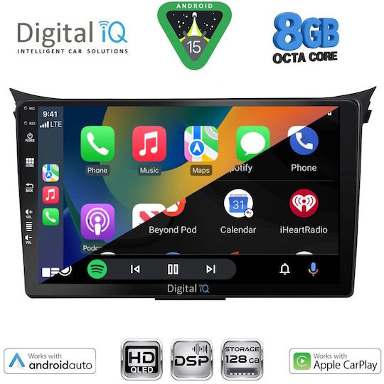 Digital IQ Auto-Audiosystem Für Hyundai i30 2012-2017 Bluetooth USB Eingebautes Wi-Fi GPS Apple CarPlay Android Auto Mit 9 Zoll Touchscreen