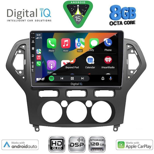 Digital IQ Auto-Audiosystem für Ford Mondeo 2007-2011 mit A/C (Bluetooth/USB/WiFi/GPS/Apple CarPlay/Android Auto) mit Touchscreen 10"