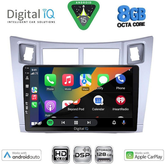 Digital IQ Auto-Audiosysteme für Toyota Yaris 2006-2011 Bluetooth USB Eingebautes Wi-Fi GPS Apple CarPlay Android Auto mit Touchscreen 9 Zoll