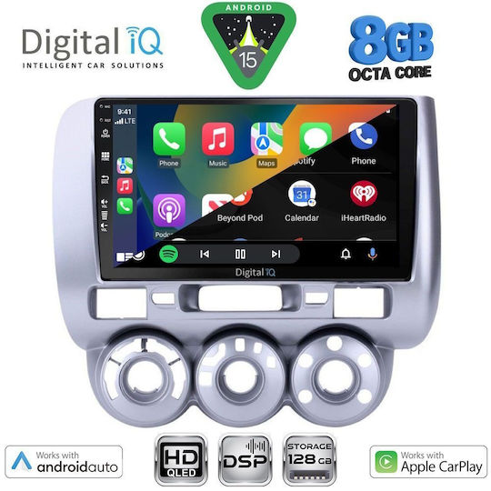 Digital IQ Auto-Audiosystem für Honda Jazz 2002-2008 mit A/C (Bluetooth/USB/Eingebautes Wi-Fi / GPS / Apple CarPlay / Android Auto) mit Touchscreen 9"