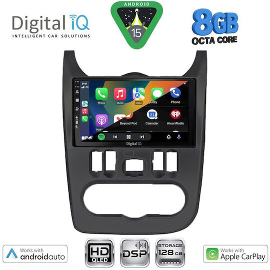 Digital IQ Ηχοσύστημα Αυτοκινήτου για Renault Logan Dacia Duster / Logan / Sandero 2006-2012 (Bluetooth/USB/WiFi/GPS/Apple-Carplay/Android-Auto) με Οθόνη Αφής 9"