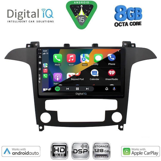 Digital IQ Car Audio System for Ford S-Max 2006-2014 with Clima Bluetooth USB Wi-Fi GPS Apple CarPlay Android Auto with 9-Inch Touch Screen