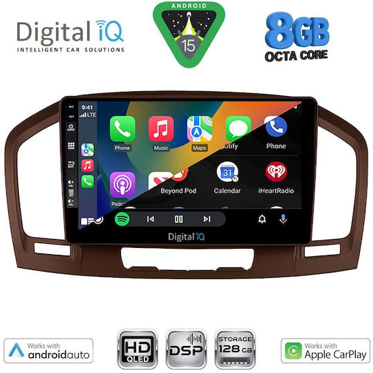 Digital IQ Auto-Audiosystem für Opel Insignia 2008-2013 Bluetooth USB Eingebautes Wi-Fi GPS Apple CarPlay Android Auto mit 9 Zoll Touchscreen