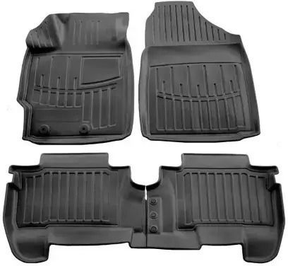 Race Axion Satz Vorder- und Hintermatten Wannenartig 5Stück aus Gummi für Toyota Yaris 2006-2011 Schwarz