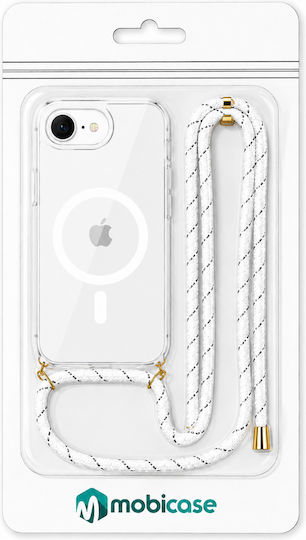 Θήκη Σιλικόνης Κορδόνι Λευκό Iphone 13 Διάφανη Magline