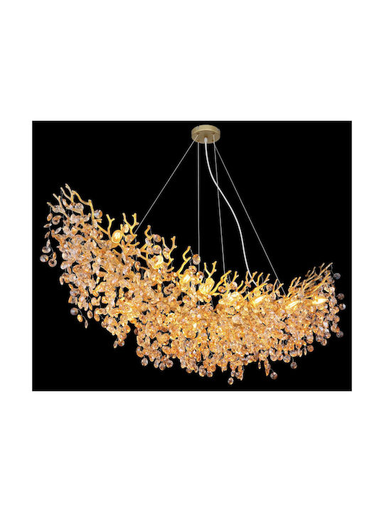 Globo Lighting Πολυέλαιος 16xE14 με Κρύσταλλα Χρυσός 64138H4G