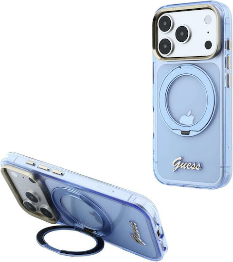 Guess Etui Iml Ring Stand 360 Script Metal Logo Magsafe Do Iphone 18 Pro Max 17 Pro Max Jasnoniebieski Guhmp18x6hccmsb