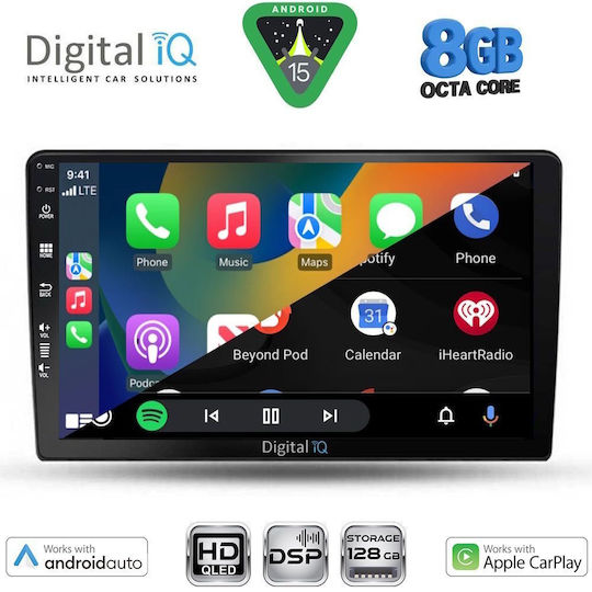 Digital IQ Auto-Audiosysteme für Kia Sportage 2004-2010 mit Klima + Klimaanlage (Bluetooth/USB/Eingebautes Wi-Fi / 3G/GPS/Apple CarPlay/Android Auto) mit Touchscreen 9"
