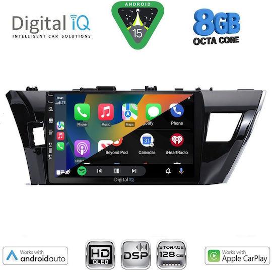Digital IQ Auto-Audiosystem für Toyota Corolla 2013-2016 Bluetooth USB Eingebautes Wi-Fi GPS Apple CarPlay Android Auto mit 10 Zoll Touchscreen