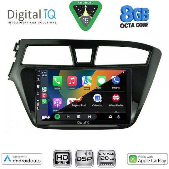 Digital IQ Auto-Audiosysteme für Hyundai i20 2014-2018 (Bluetooth/USB/WiFi/GPS/Apple CarPlay/Android Auto) mit 9 Zoll Touchscreen