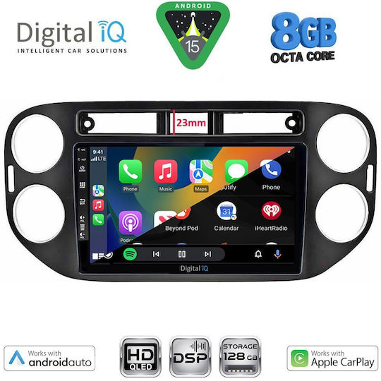 Digital IQ Auto-Audiosystem für Volkswagen Tiguan 2011-2016 Bluetooth USB Eingebautes Wi-Fi GPS Apple CarPlay Android Auto mit 9 Zoll Touchscreen