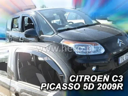 Heko Satz Windabweiser Vordere Dark Fime für Citroen C3 Picasso 2Stück