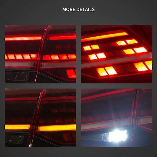 Πίσω Φανάρια Led Vw Golf 7 7.5 Gti R Design 2014-2021 Τρέχουμενο Φλας Κόκκινα Σετ 2τμχ