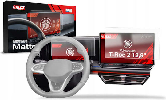 Grizzglass Matt Film Grizzglass Cardisplay Schutz Volkswagen T-Roc 2 12.9" 2025-2026 2in1