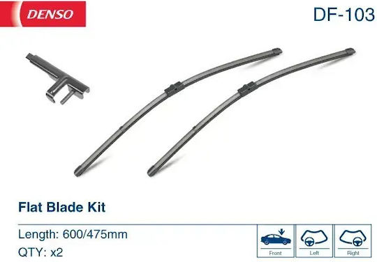 Denso Set Frontal Lamele Ștergătoare Auto Flat Blade 600mm/480mm