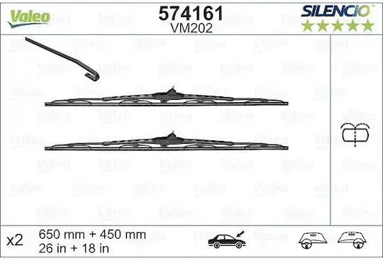Set Lamele Ștergătoare Auto Standard Valeo Frontal Silencio 650mm/450mm Renault Avantime Spațiu Iii 11.96-05.03 2buc