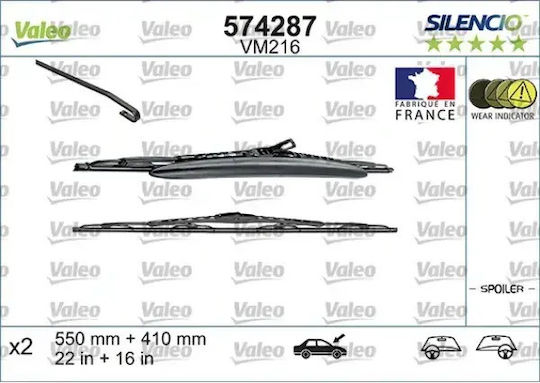 Valeo Silencio Lame Ștergătoare Auto Pivotante Spoiler 2 Buc 550/400mm Alfa Romeo 147 01.01-03.10