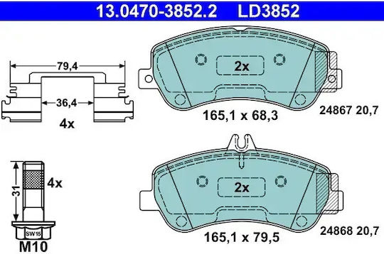 Спирачни накладки Mercedes-benz Glk-class X204 Ate 13047038522