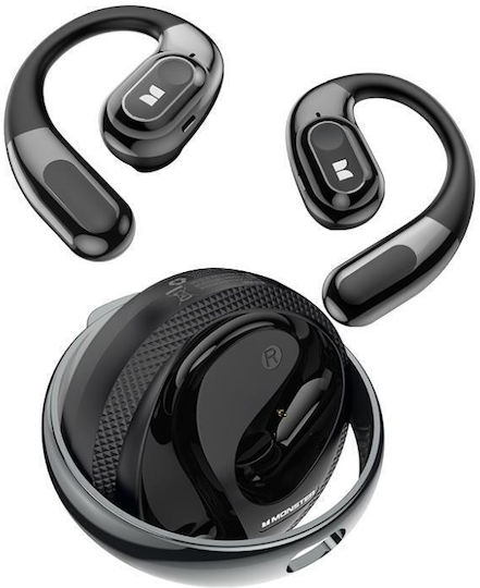Monster AC330 Open Ear Bluetooth Handsfree Ακουστικά με Αντοχή στον Ιδρώτα και Θήκη Φόρτισης Μαύρα