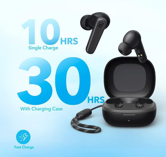 Soundcore by Anker P20i In-ear Bluetooth Handsfree Ακουστικά με Αντοχή στον Ιδρώτα και Θήκη Φόρτισης Μαύρα
