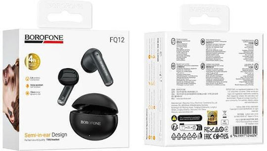 Borofone FQ12 Ohrstöpsel Bluetooth-Freisprecheinrichtung Kopfhörer mit Ladeetui Schwarz