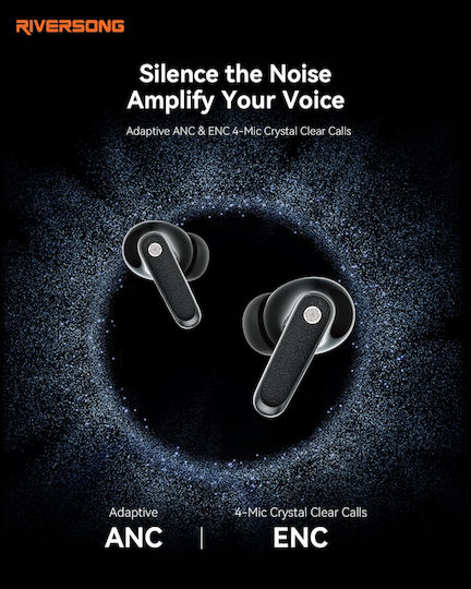 Riversong Utopia H10 In-ear Bluetooth Handsfree Ακουστικά με Θήκη Φόρτισης Μαύρα