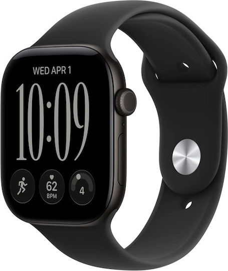 Watch Series 12 Aluminium 46mm Waterproof with Heart Rate Monitor (Black Aluminium with Black Sport Band - M/L)