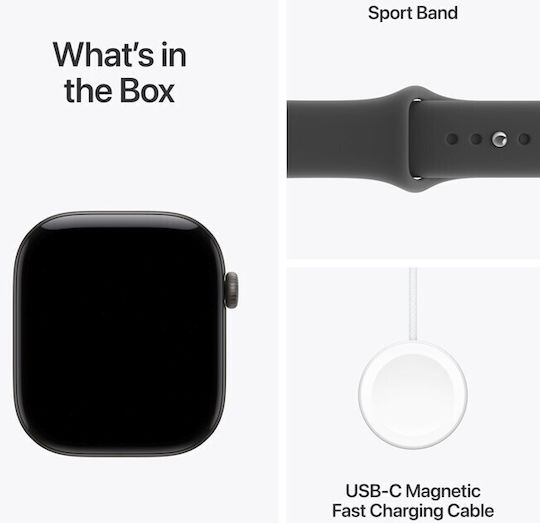 Watch Series 12 Aluminium 46mm Waterproof with Heart Rate Monitor (Black Aluminium with Black Sport Band - M/L)