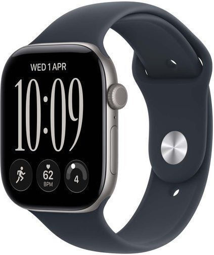 Apple Watch Series 12 Aluminium 42mm Waterproof with Heart Rate Monitor (Space Grey Aluminium with Navy Blue Sport Band - M/L)