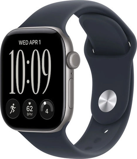 Apple Apple Watch Series 12 Aluminium 42mm Wasserdicht mit Elektrokardiogramm (Space Grey Aluminium mit Marineblauem Sportarmband - S/M)