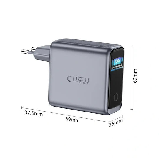 Tech-Protect Wireless Charger with USB-A Port and 3 USB-C Ports 140W Power Delivery / Quick Charge 3.0 Dark Grey (Powervision NC140W-GAN)