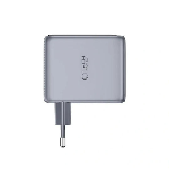 Tech-Protect Φορτιστής Χωρίς Καλώδιο με Θύρα USB-A και 2 Θύρες USB-C 100W Power Delivery / Quick Charge 3.0 Dark Grey (PowerVision NC100W-GaN)