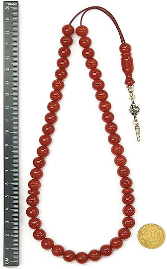 Roloi Komboloi Perle De Îngrijorare Cu 45 Mărgele Din Mastic Lungime 35cm Roșii