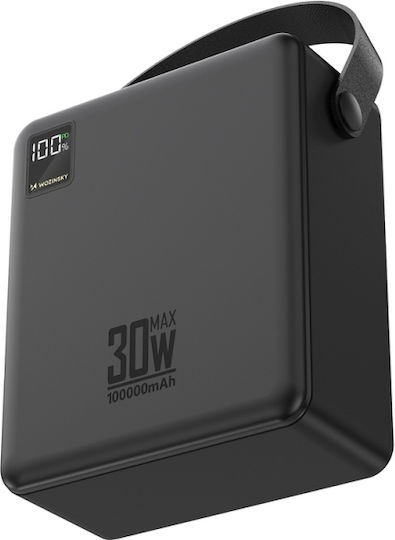 Wozinsky W8-B Външна батерия 100000mAh 30W с 2 USB-A изходни порта и 2 USB-C изходни порта Черна