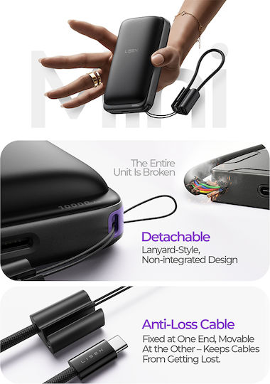 Lisen P604 Qi2 Power Bank 10000mAh 65W Schwarzes