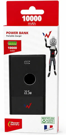 Wonder WX10D Ultra Dünner Power Bank 10000mAh 22,5W mit 3 USB-C Ausgangsanschlüsse Stromlieferung Schwarz