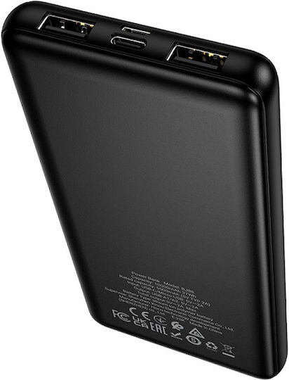 Borofone BJ88 Power Bank 10000mAh mit 2 USB-A Ausgangsanschlüsse Schwarz