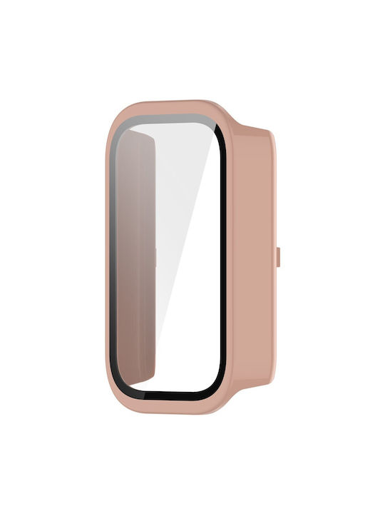 Kunststoff Hülle mit gehärtetem Glas in Rosa für Xiaomi Smart Band 9 Active Redmi Band 3 Kunststoff Hülle mit gehärtetem Glas in Rosa für Xiaomi Smart Band 9 Active Redmi Band 3